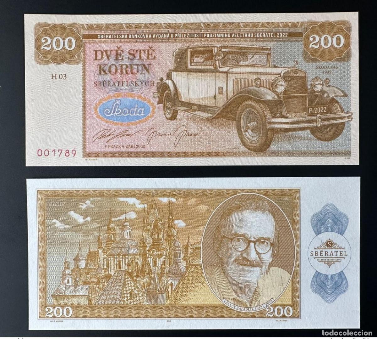 Billets internationaux: 2022 Matej Gabris 200 Korun Ceskoslovensko Skoda 64S 1932 UNC ESSAY Limited