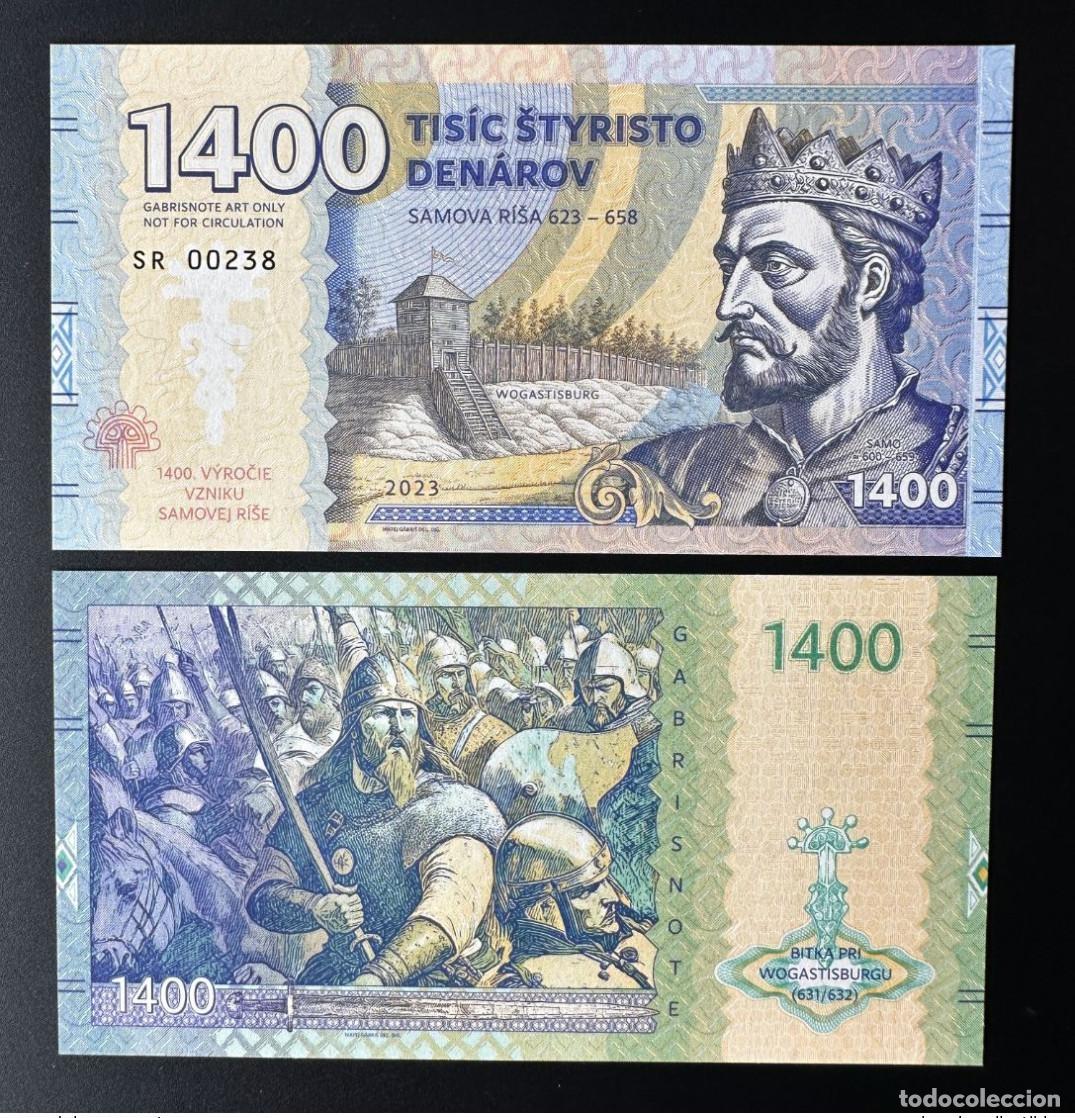 Billets internationaux: 2023 Matej Gabris 1400 Denarov Samova Risa Wogastiburg Art UNC ESSAY Limited