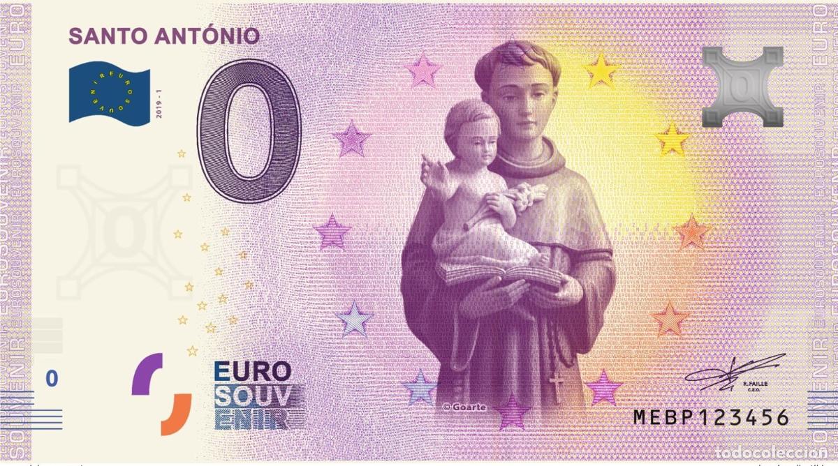 Banconote internazionali: Boleto tur&iacute;stico de recuerdo para Santo Ant&oacute;nio en Portugal 2019
