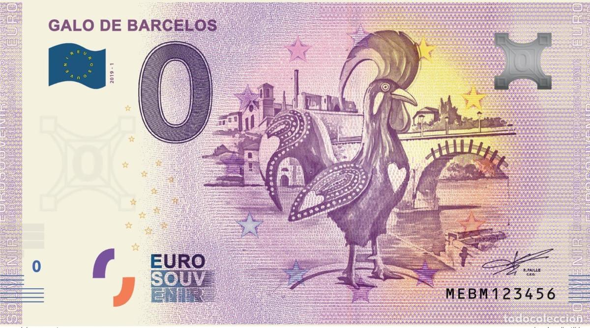 Banconote internazionali: Boleto tur&iacute;stico Souvenir 2020 Portugal Galo de Barcelos