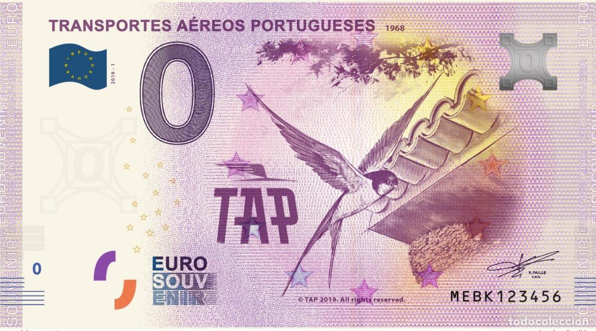 International Banknotes: Billete tur&iacute;stico de recuerdo 2019 Portugal Transportes A&eacute;reos Portugueses 1968