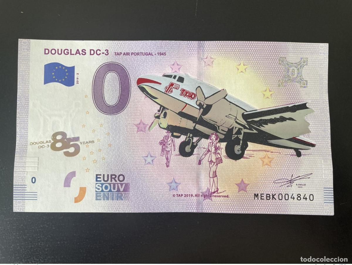 International Banknotes: Souvenir 2020:85 a&ntilde;os billete tur&iacute;stico dorado Douglas DC-3 TAP Air Portugal