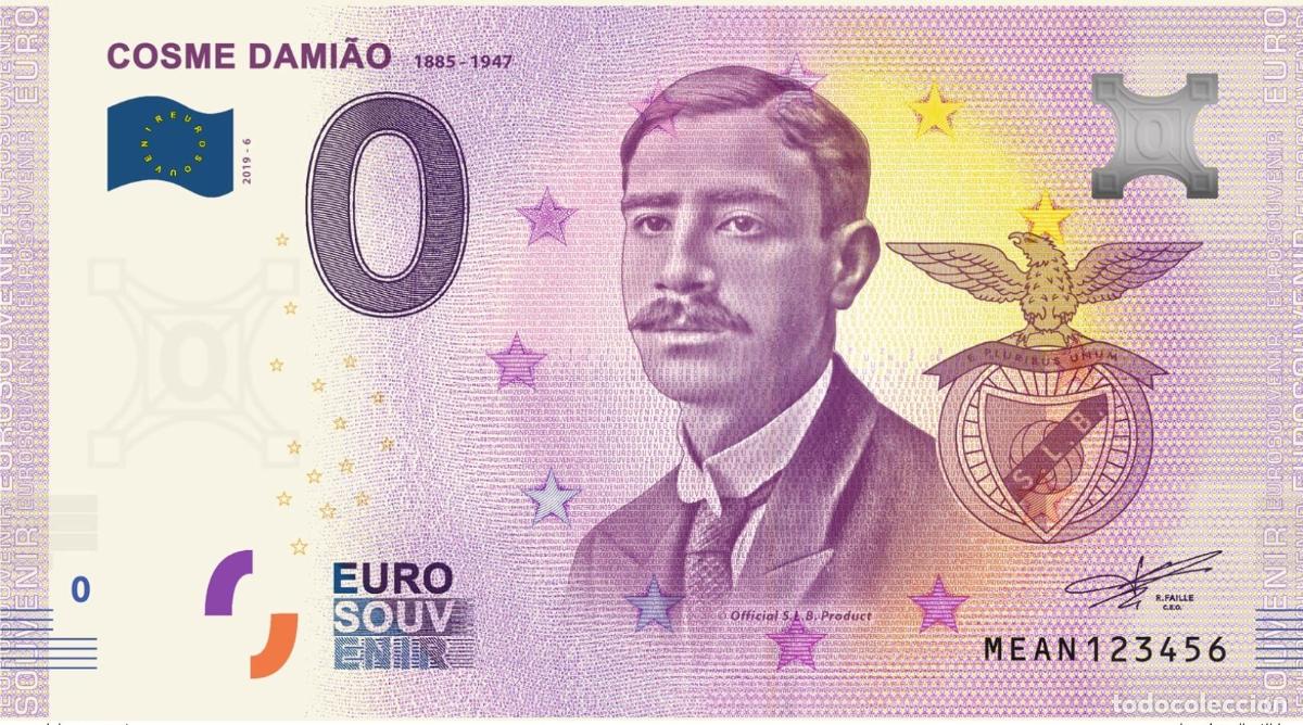 International Banknotes: Boleto tur&iacute;stico de recuerdo 2019 Portugal Cosme Damiao SL Benfica - 1885-1947