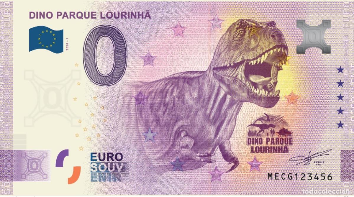 International Banknotes: Boleto tur&iacute;stico de recuerdo 2020 Portugal Dino Parque Lourinha