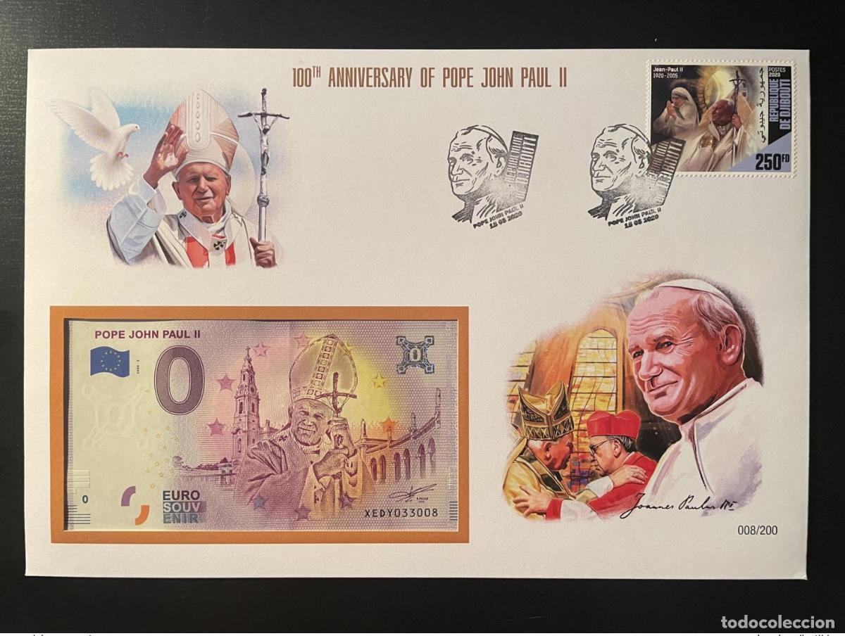 Notas Internacionais: Billete tur&iacute;stico oficial con tapa de recuerdo en euros - Papa Juan Pablo II
