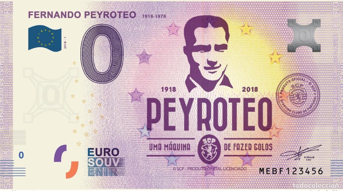 International Banknotes: Boleto tur&iacute;stico de recuerdo 2018 Portugal Fernando Peyroteo