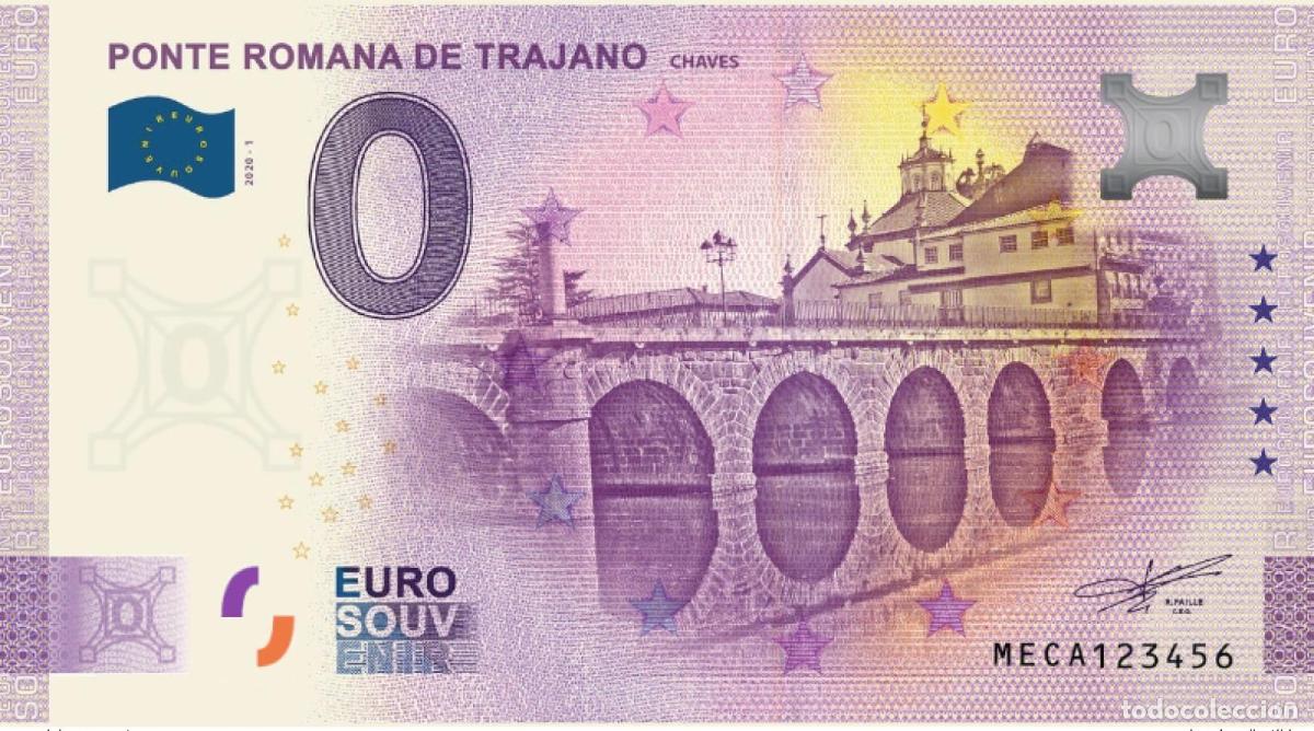 International Banknotes: Billete tur&iacute;stico Souvenir 2020 Portugal Ponte Romana de Trajano