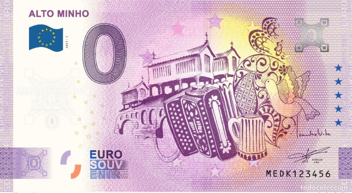 International Banknotes: Boleto tur&iacute;stico de recuerdo 2021 Portugal Alto Minho - Aniversario 2020