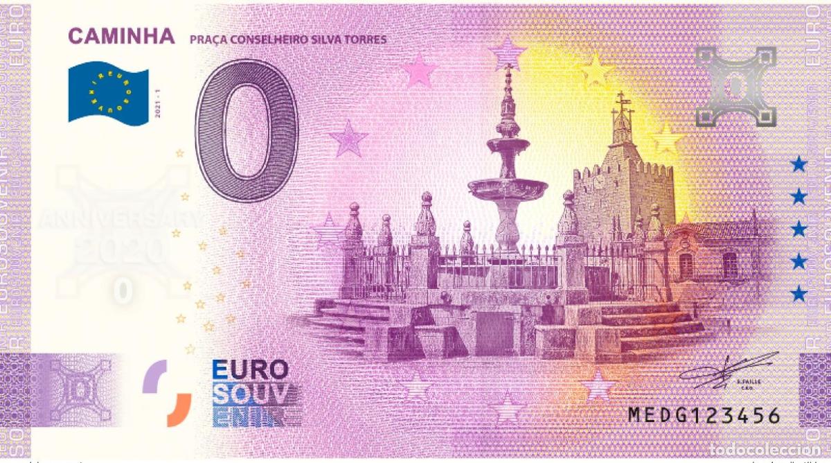 International Banknotes: Boleto tur&iacute;stico de recuerdo 2021 Portugal Caminha - Aniversario 2020