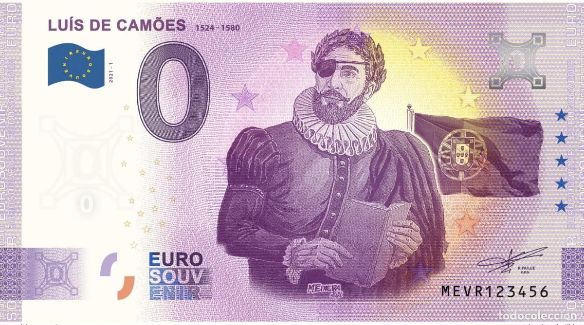 International Banknotes: Boleto tur&iacute;stico de recuerdo 2021 Portugal Lu&iacute;s Cam&otilde;es - Aniversario 2020