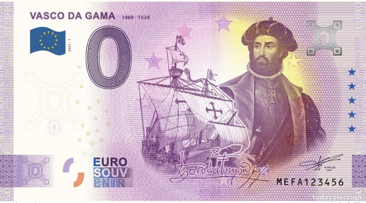 International Banknotes: Boleto tur&iacute;stico de recuerdo 2021 Portugal Vasco da Gama - Aniversario 2020