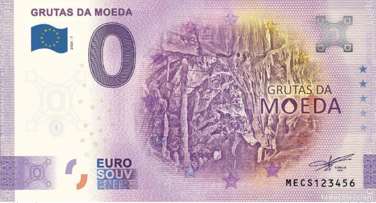International Banknotes: Boleto tur&iacute;stico de recuerdo 2021 Portugal Grutas da Moeda - Aniversario 2020