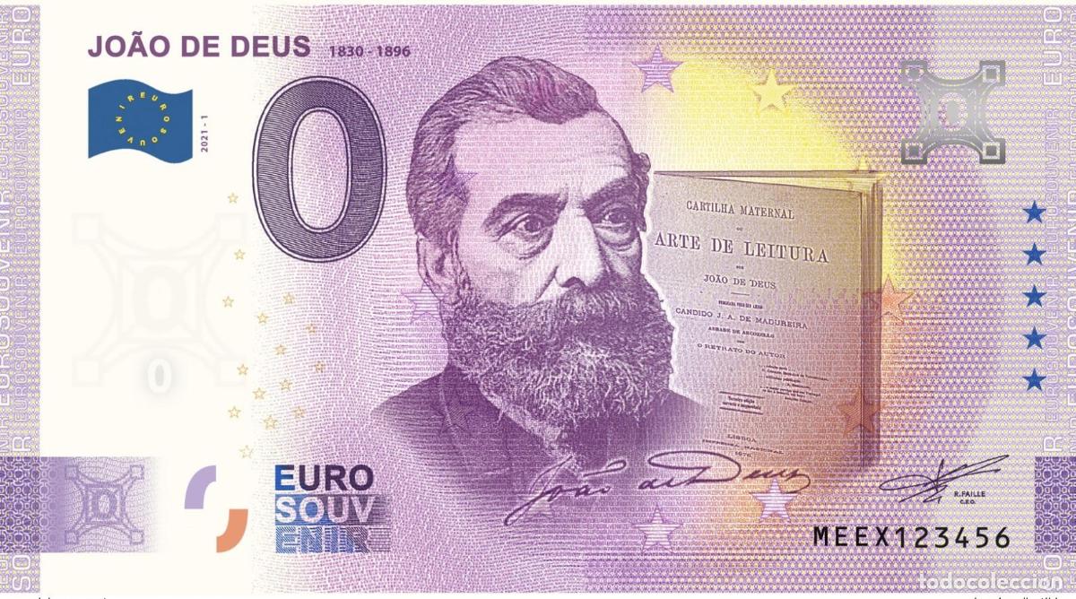 International Banknotes: Boleto tur&iacute;stico de recuerdo 2021 Portugal Jo&atilde;o Deus - Aniversario 2020