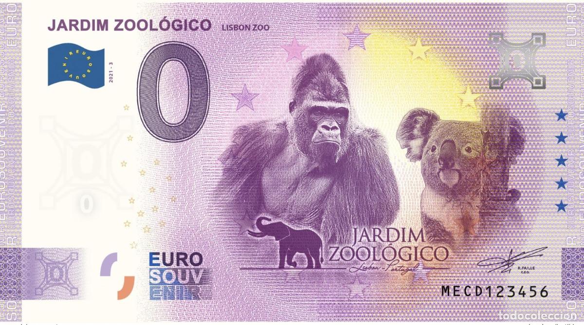 International Banknotes: Boleto tur&iacute;stico de recuerdo 2021 Portugal Jardim Zool&oacute;gico - Aniversario 2020