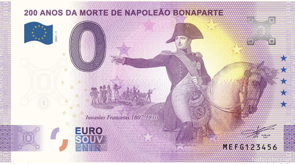 International Banknotes: Billete de recuerdo 2021 Portugal 200 a&ntilde;os despu&eacute;s la muerte Napole&atilde;o Bonaparte