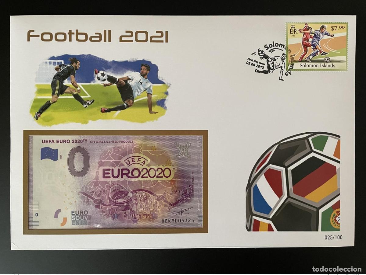 International Banknotes: Boleto tur&iacute;stico oficial de recuerdo en euros con tapa - F&uacute;tbol 2021