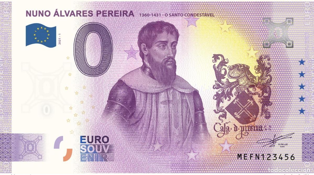 International Banknotes: Billete de recuerdo Nuno &Aacute;lvares Pereira para Portugal 2021 - Aniversario 2020