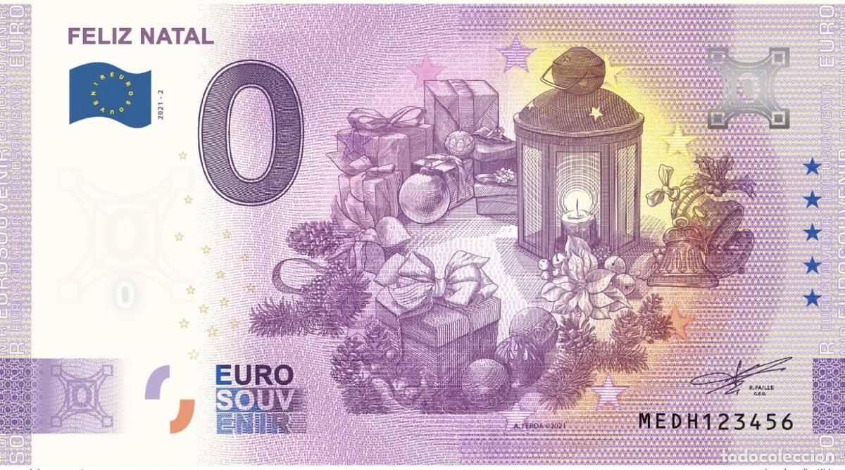 International Banknotes: Boleto tur&iacute;stico de recuerdo 2021 Portugal Feliz Natal