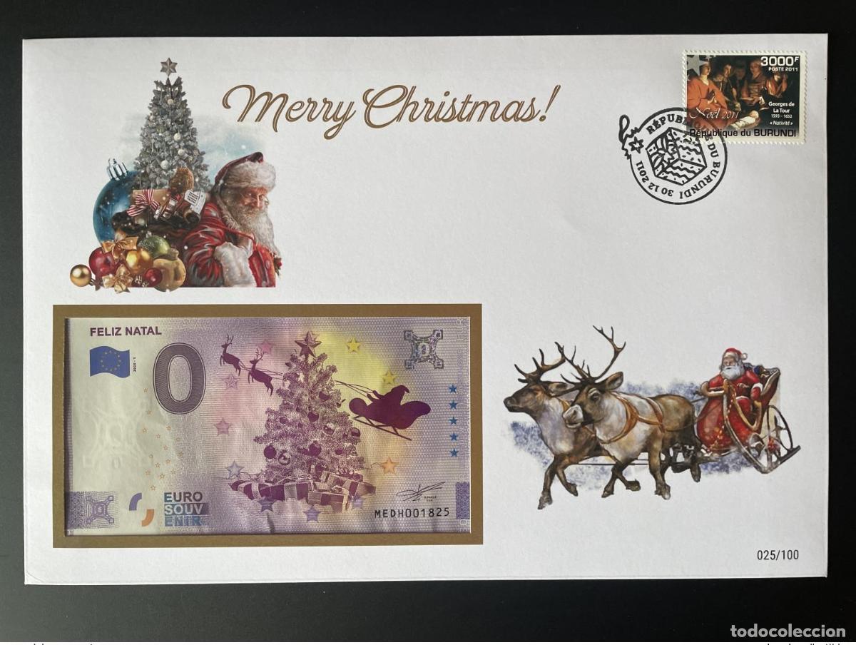 Billets internationaux: Billete tur&iacute;stico oficial con tapa de recuerdo en euros - Feliz Navidad