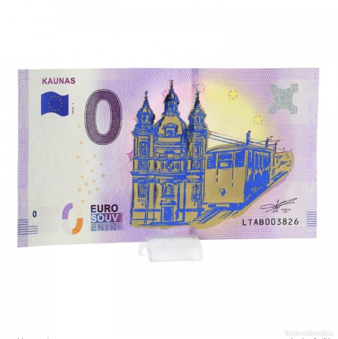 Notas Internacionais: Billete tur&iacute;stico de recuerdo para Lituania Golden Kaunas 2018