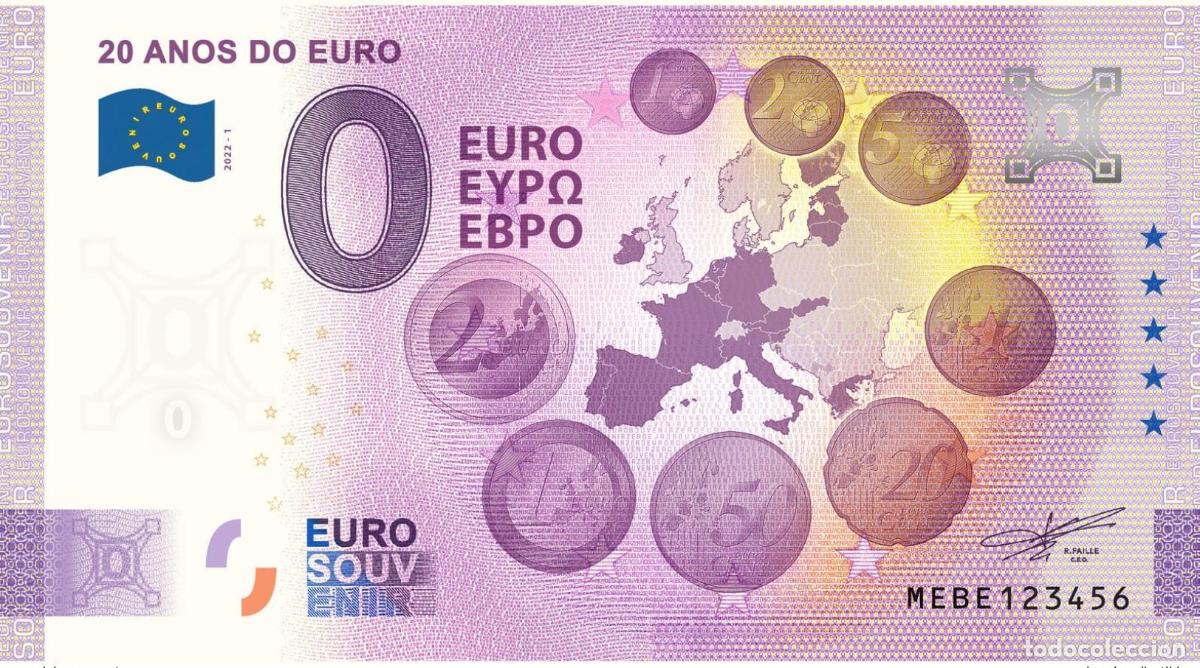 Billets internationaux: Boleto tur&iacute;stico de recuerdo 2022 Portugal 20 anos do Euro
