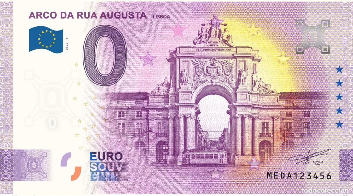 Billets internationaux: Boleto tur&iacute;stico de recuerdo 2022 Portugal Arco da Rua Augusta