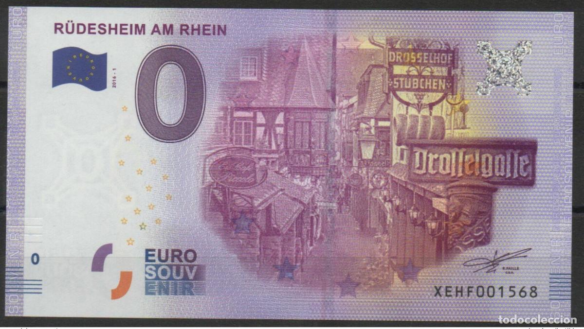 Notas Internacionais: Billete tur&iacute;stico Souvenir Alemania R&uuml;desheim am Rhein 2016-1