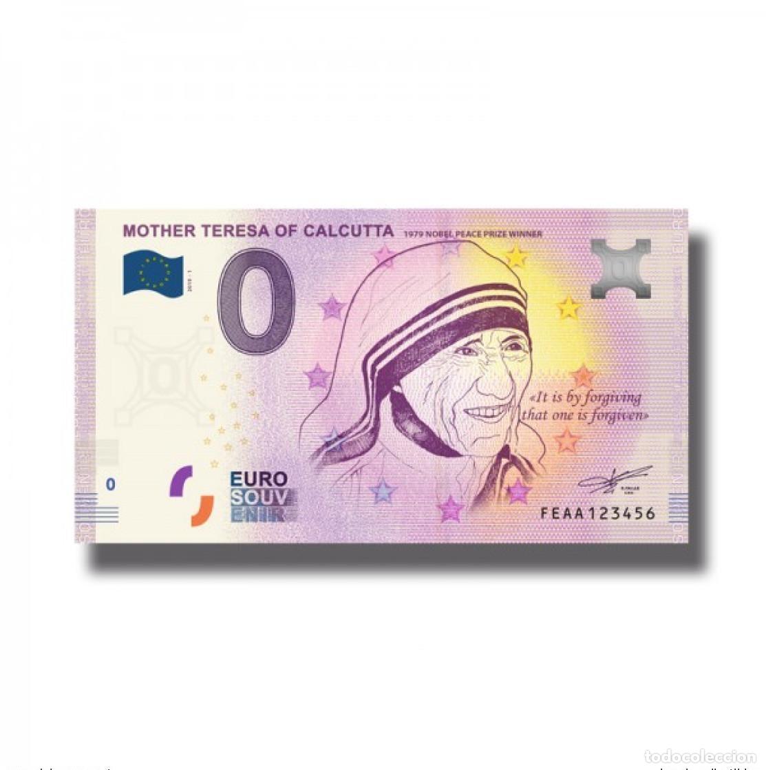 Internationale Banknoten: Boleto tur&iacute;stico de recuerdo la Madre Teresa Calcuta para Malta 2019