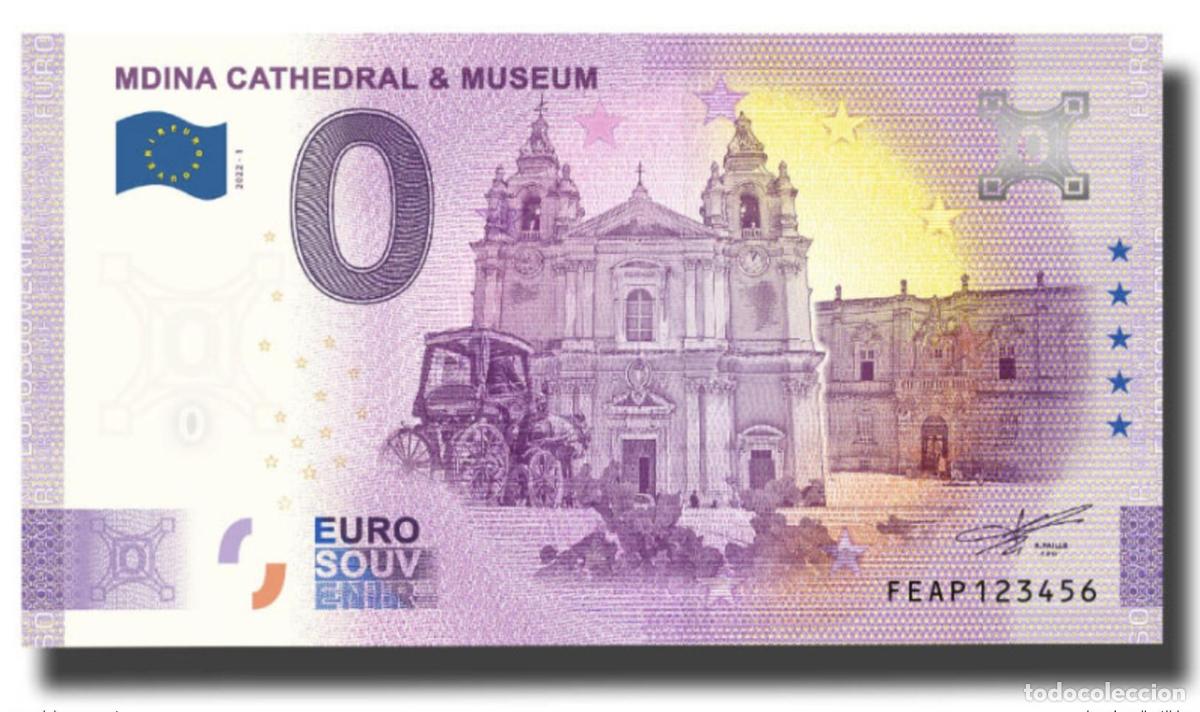 Internationale Banknoten: Boleto tur&iacute;stico de recuerdo 2022: Catedral y Museo Malta Mdina