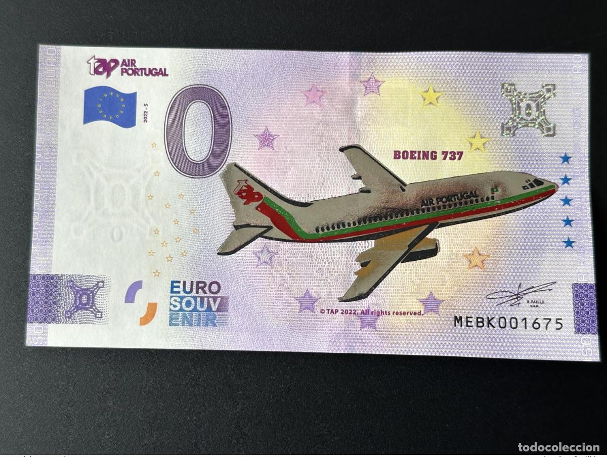 Notas Internacionais: Billete tur&iacute;stico de recuerdo 2022 Boeing 747 TAP Air Portugal gold