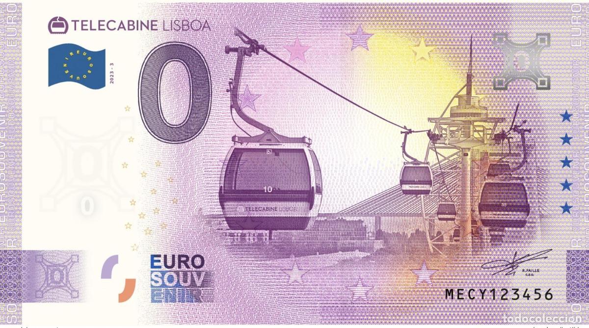 Notas Internacionais: Billete tur&iacute;stico de recuerdo 2023 Portugal Telecabine Lisboa