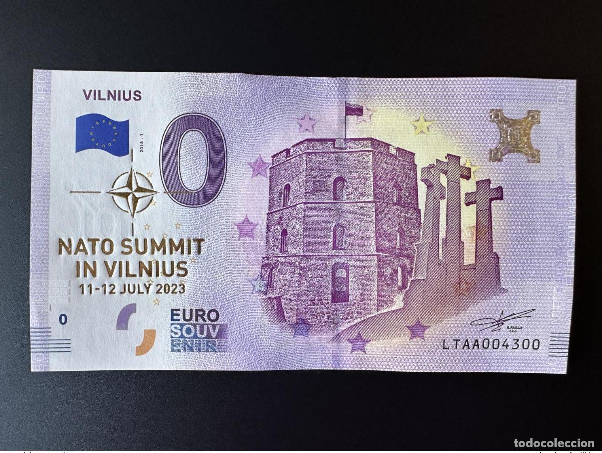 Billetes extranjeros: Billete dorado de recuerdo para Lituania Vilna 2018 CUMBRE LA OTAN 11-12 JULIO 2023