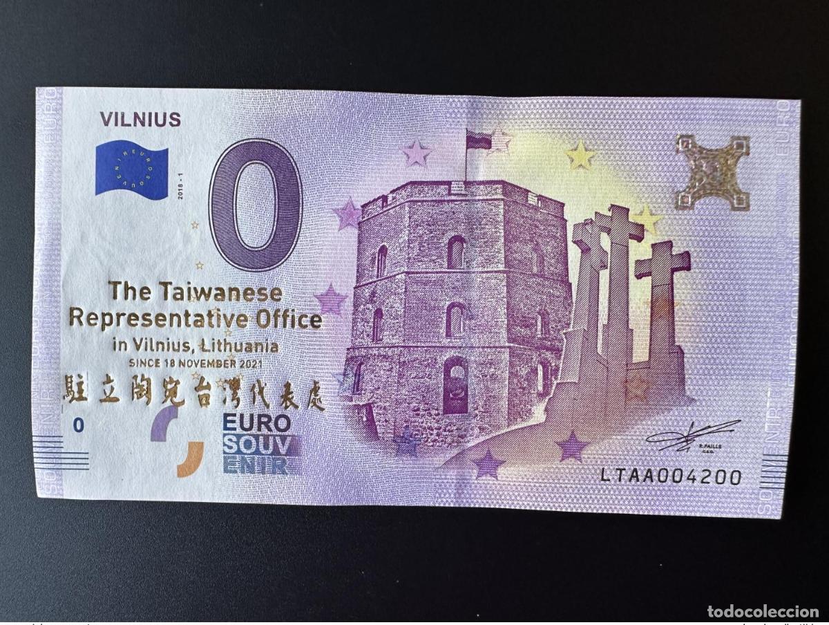 Billetes extranjeros: Billete de recuerdo 2018 para la oficina representativa taiwanesa Lituania Vilna Golden