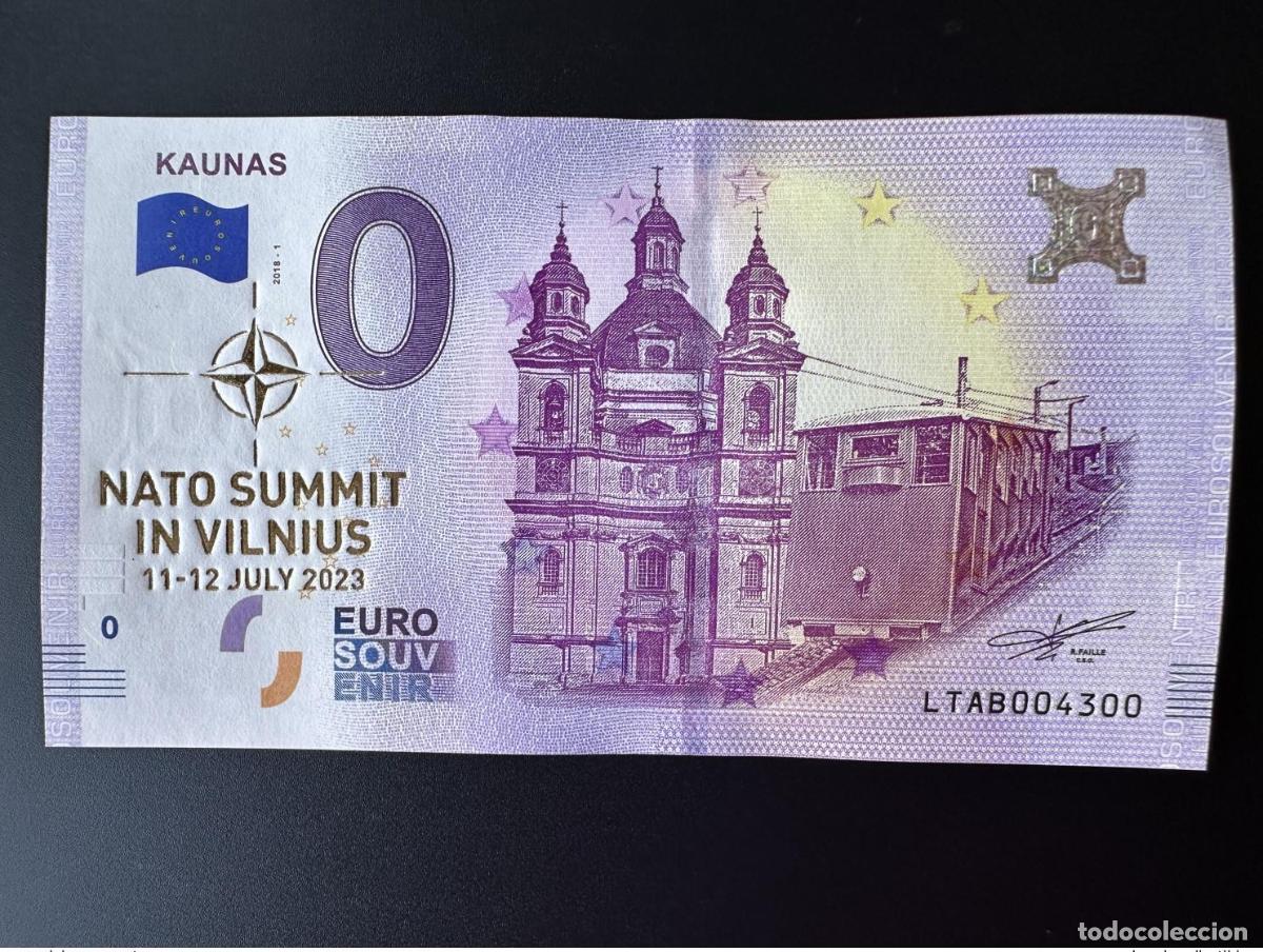 Billetes extranjeros: Billete dorado de recuerdo para Lituania y Kaunas 2018 CUMBRE LA OTAN 11-12 JULIO 2023