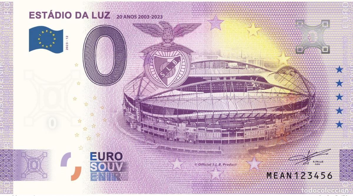 Billetes extranjeros: Boleto tur&iacute;stico Souvenir 2023 Portugal Est&aacute;dio da Luz 20 a&ntilde;os 2003 -