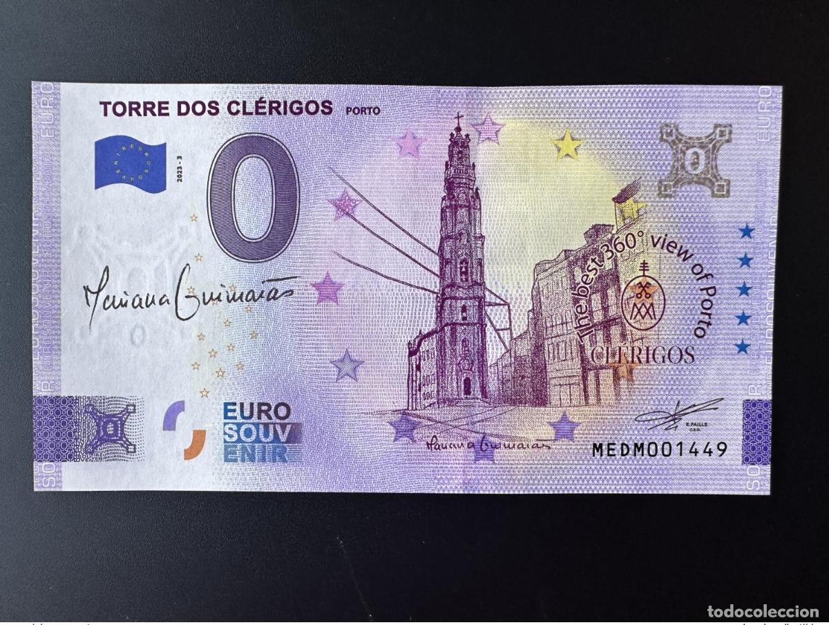 Billetes extranjeros: Billete de recuerdo para la Torre dos Cl&eacute;rigos Portugal 2023 firmado por Mariana Guimaraes
