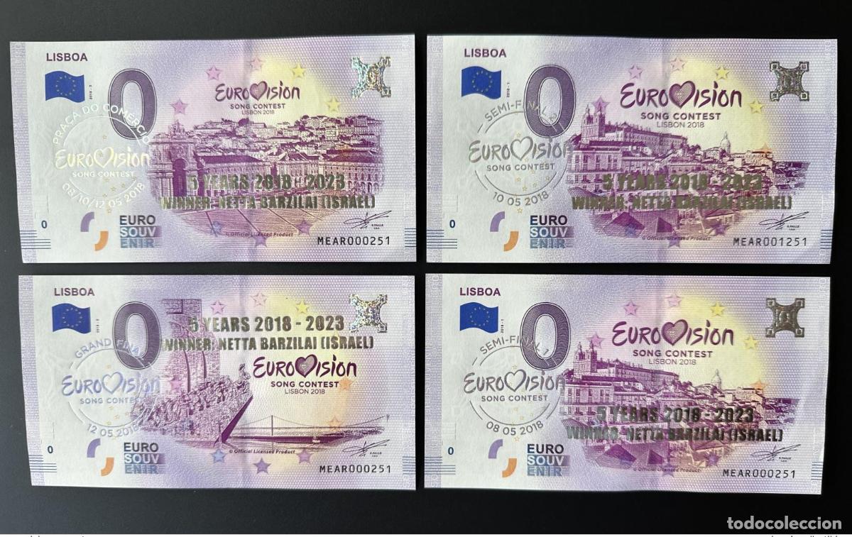 Billetes extranjeros: Entrada de recuerdo 2018 Portugal Eurovisi&oacute;n 5 a&ntilde;os Netta Barzilai Israel