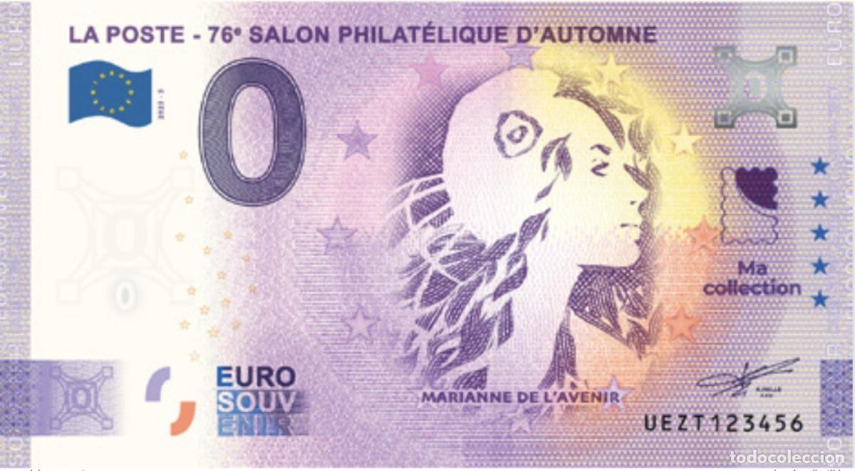 Internationale Banknoten: Entrada de recuerdo para la Feria Oto&ntilde;o Poste Francia 2023 &laquo;Marianne of the Future&raquo;