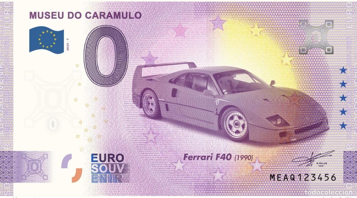 Banconote internazionali: Boleto tur&iacute;stico Souvenir 2024 Portugal Museu do Caramulo - Ferrari F40 (1990)