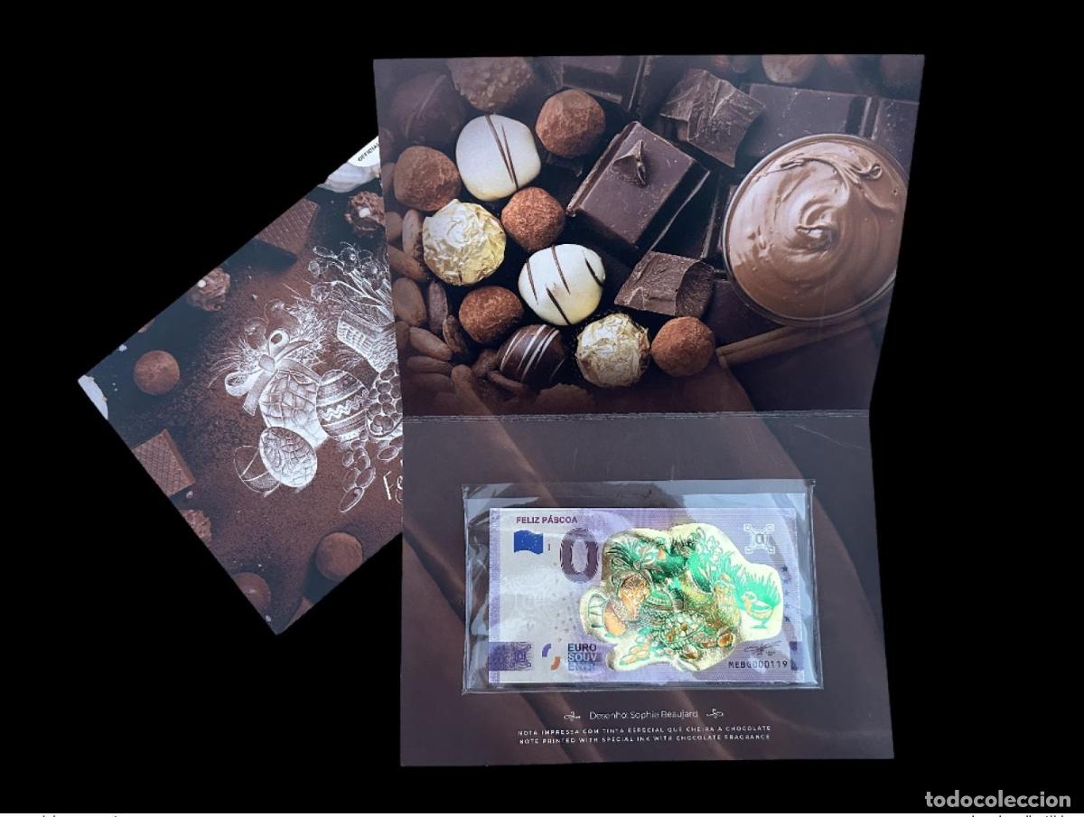 Billetes extranjeros: Entrada Souvenir 2022 Portugal Enset &laquo;Feliz Pascua&raquo; Gold (pollo) sabor chocolate
