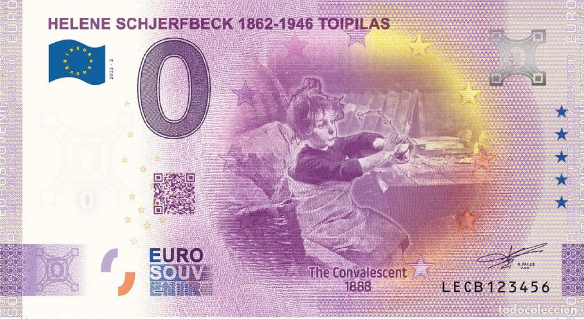 Billetes extranjeros: Boleto tur&iacute;stico de recuerdo 2022 Finlandia Helene Schjerfbeck 1862-1946 Toipilas