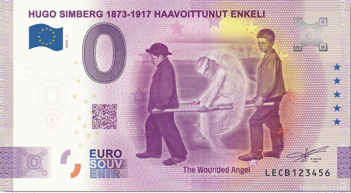 Billetes extranjeros: Boleto de recuerdo 2022 Finlandia Hugo Simberg 1873-1917 Haavoittunut Enkeli