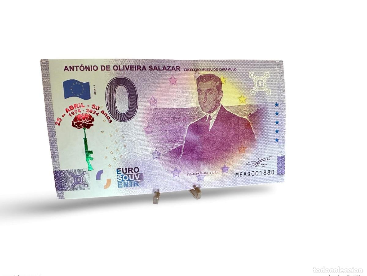 Banconote internazionali: Entrada dorada de recuerdo Antonio Salazar &laquo;25 abril 50 a&ntilde;os&raquo; para Portugal 2021