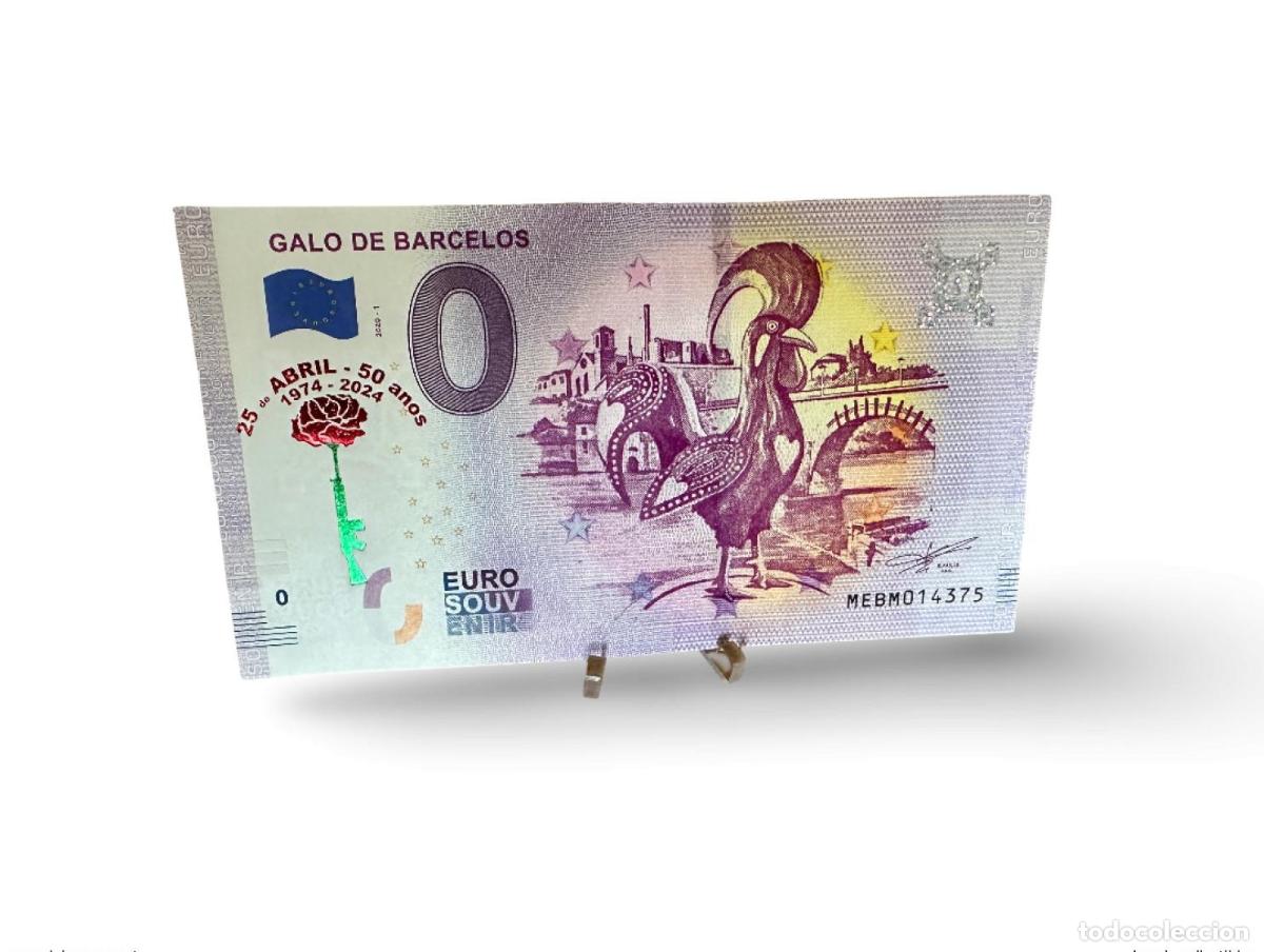 Banconote internazionali: Billete dorado de recuerdo del Galo Barcelos &laquo;25 abril 50 a&ntilde;os&raquo; Portugal 2020