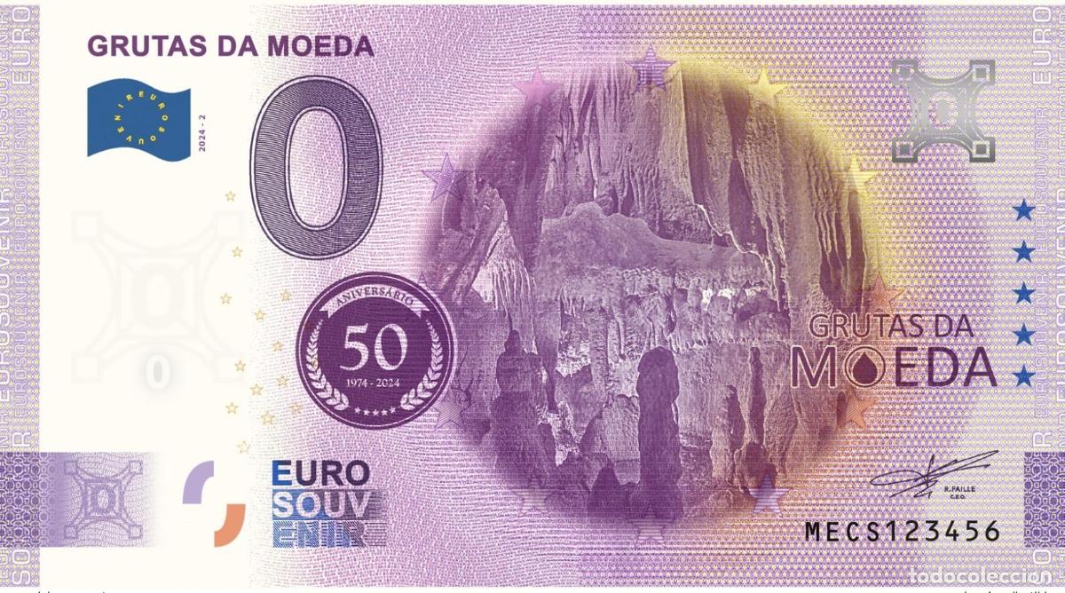 International Banknotes: Boleto tur&iacute;stico Souvenir 2024 Portugal Grutas da Moeda