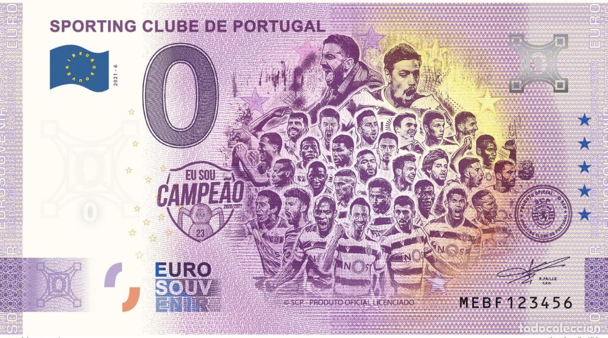 International Banknotes: Boleto tur&iacute;stico de recuerdo 2021 Portugal Sporting Clube 2021-6