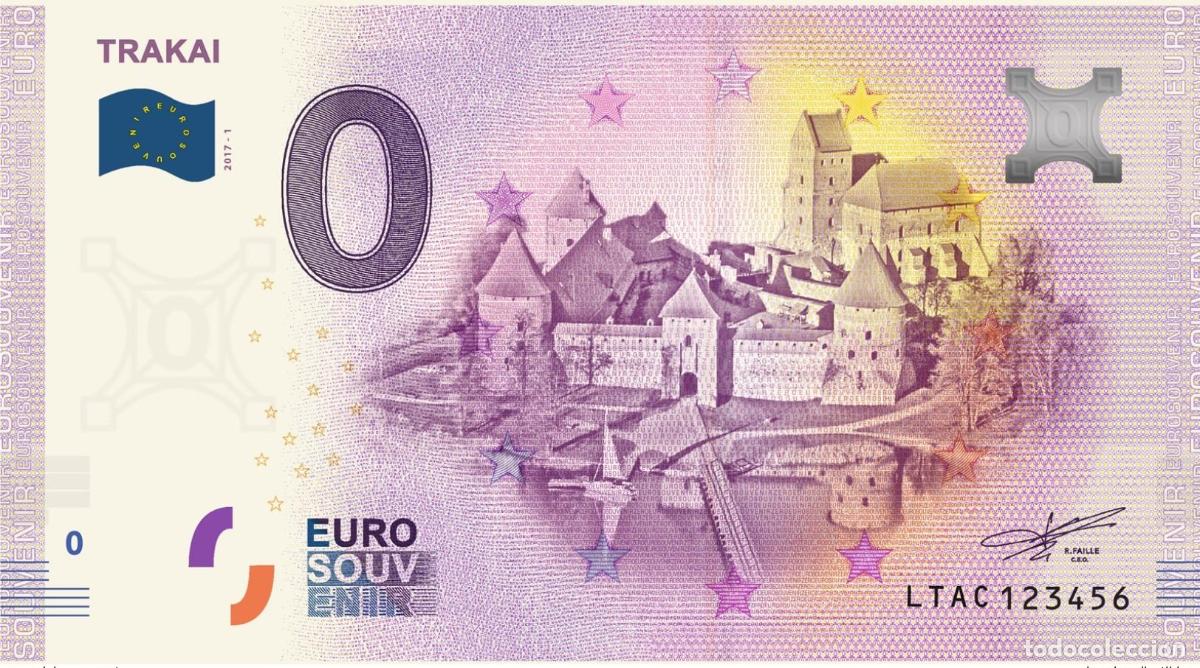 Banconote internazionali: Boleto tur&iacute;stico de recuerdo Trakai para Lituania 2018