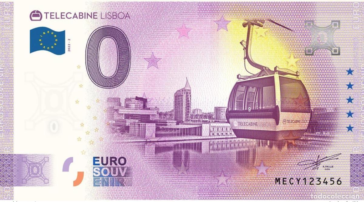 Banconote internazionali: Boleto tur&iacute;stico Souvenir 2025 Portugal Telecabine Lisboa