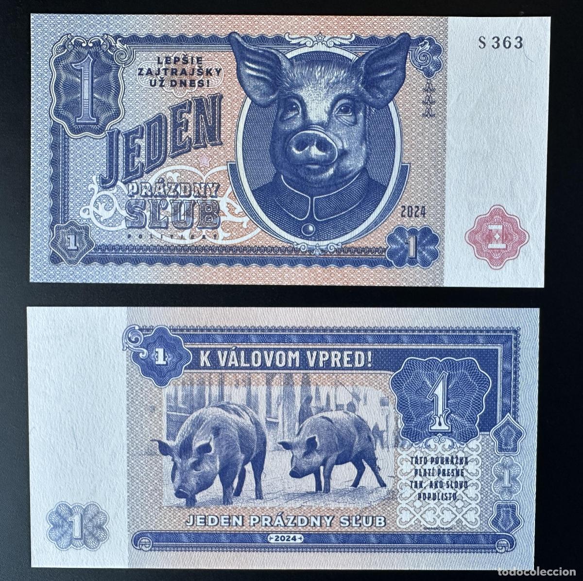 Banconote internazionali: 2024 Matej Gabris 1 Jeden Prazdny Slub Pig Schwein ESP&Eacute;CIMEN ESSAY limited