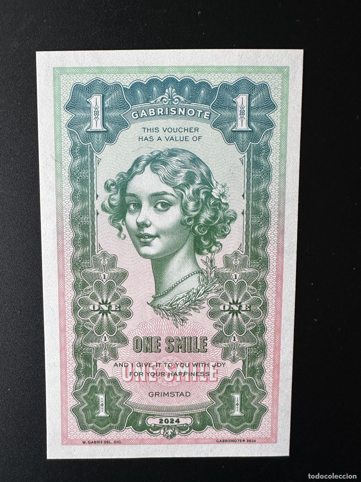 Banconote internazionali: 2024 Matej Gabris 1 One Smile Grimstad UNC SPECIMEN ESSAY Edici&oacute;n limitada